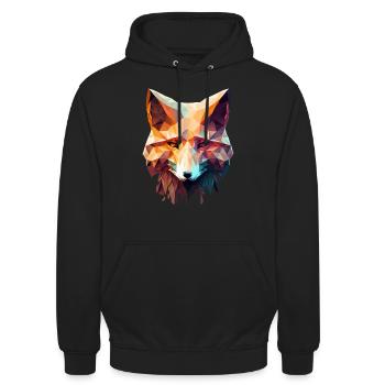 Low poly fox - Unisex Hoodie - Schwarz - Vorne - Alina (178cm) & Michal (187cm)