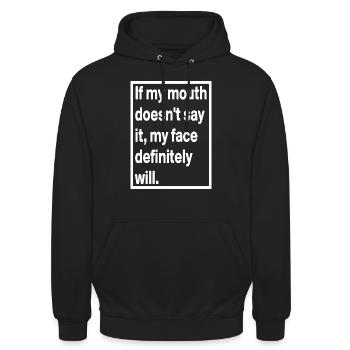 Si ma bouche ne le dis-le pas, mon visage certainement... - Sweat-shirt à capuche unisexe - noir - Devant - Alina (178cm) & Michal (187cm)