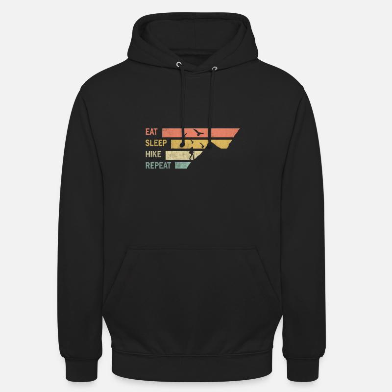 manger dormir randonnée répéter - Sweat-shirt à capuche unisexe - noir