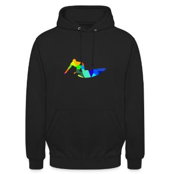 Colorful Rainbow Surfer Surfing Sports - Unisex Hoodie - black - Front - Alina (178cm) & Michal (187cm)
