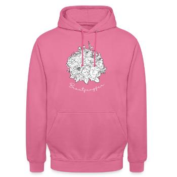 Blumige Begleitung - Unisex Hoodie - Pink - Vorne - Alina (178cm) & Michal (187cm)