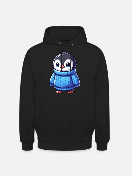 Cute Penguin Cartoon Clothes Humorous - Unisex Hoodie - black