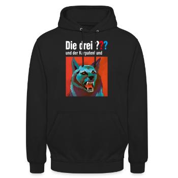 Die Drei ??? und der Karpatenhund - Unisex Hoodie - Schwarz - Vorne - Alina (178cm) & Michal (187cm)
