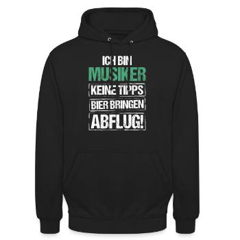 Ich bin Musiker - Bier bringen und Abflug - Unisex Hoodie - Schwarz - Vorne - Alina (178cm) & Michal (187cm)