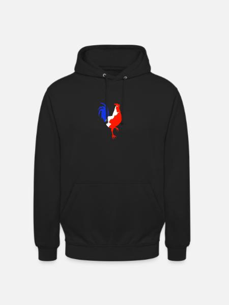 rooster blue white red - Unisex Hoodie - black