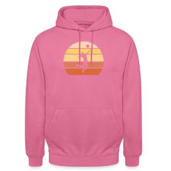 Rétro Volley-ball de plage féminin - Sweat-shirt à capuche unisexe - rose - Devant - Alina (178cm) & Michal (187cm)