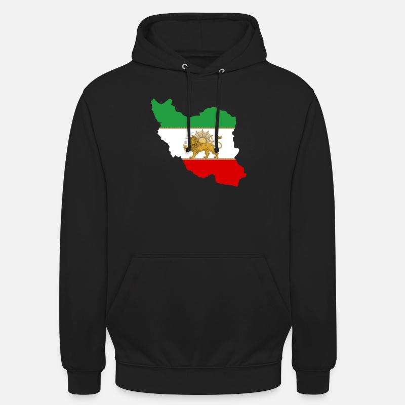 Drapeau iran Lion et Soleil - شیر خورشید پرچم - Sweat-shirt à capuche unisexe - noir