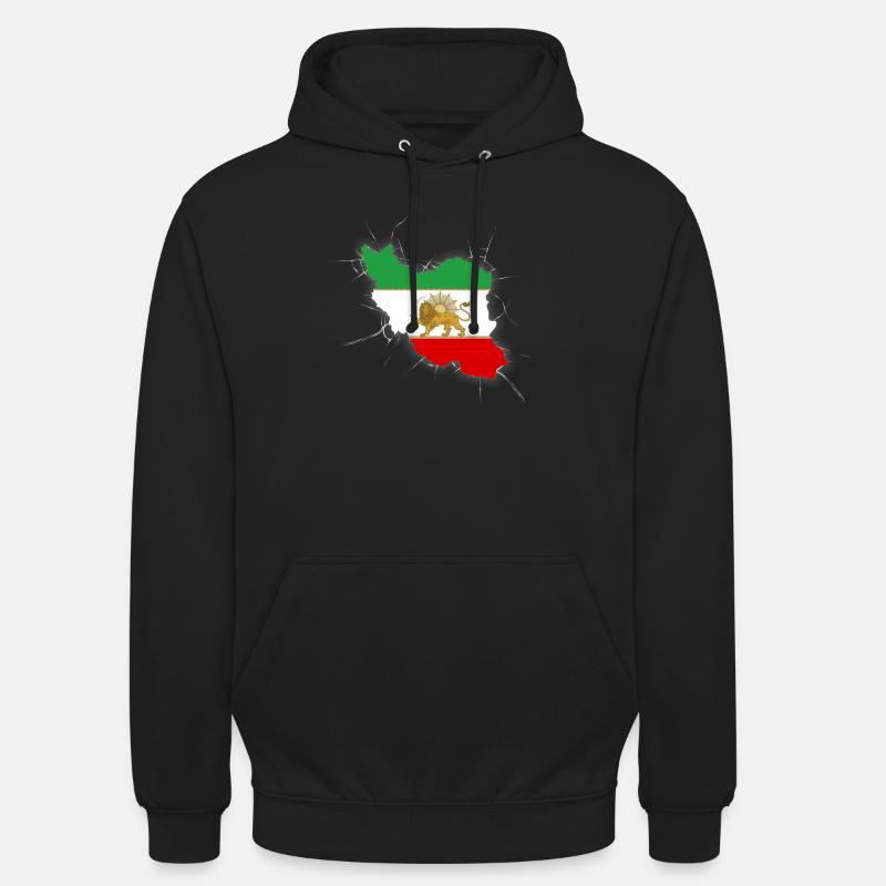 Drapeau Iran Lion et Soleil - شیر خورشید - Sweat-shirt à capuche unisexe - noir