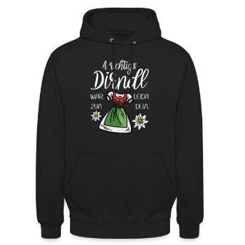 Dirndl Ersatz - Wiesn - Dirndl Shirt - Unisex Hoodie - Schwarz - Vorne - Alina (178cm) & Michal (187cm)