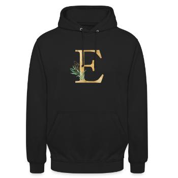 Personalisierbar Monogramm E Botanik - Unisex Hoodie - Schwarz - Vorne - Alina (178cm) & Michal (187cm)