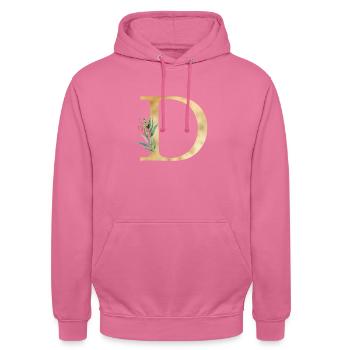 Personalisierbar Monogramm D Botanik - Unisex Hoodie - Pink - Vorne - Alina (178cm) & Michal (187cm)