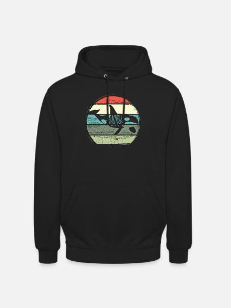 Retro Whale Sunset Circle - Unisex Hoodie - black