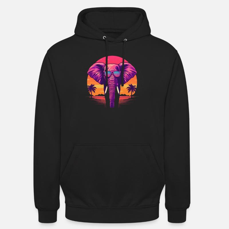 Synthwave Elephant Sunset - Sweat-shirt à capuche unisexe - noir