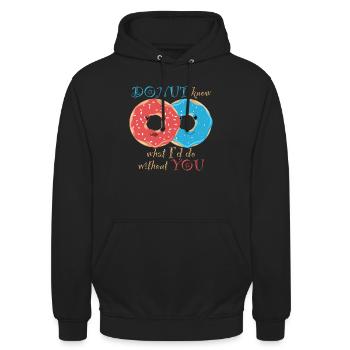 Valentine's Day: donuts in love - Unisex Hoodie - black - Front - Alina (178cm) & Michal (187cm)