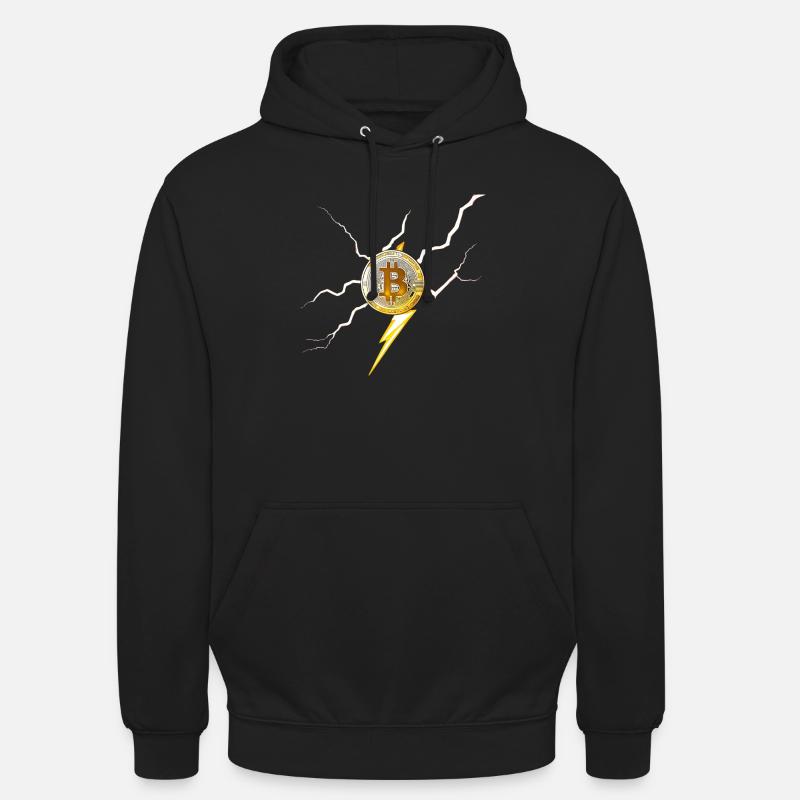 Logo Bitcoin avec des éclairs - Sweat-shirt à capuche unisexe - noir