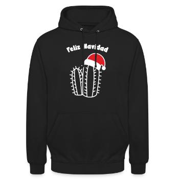 Feliz Navidad Merry Christmas Cactus Santa Hat - Unisex Hoodie - black - Front - Alina (178cm) & Michal (187cm)