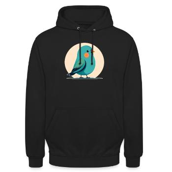 Kleiner grün-blauer Vogel - Unisex Hoodie - Schwarz - Vorne - Alina (178cm) & Michal (187cm)