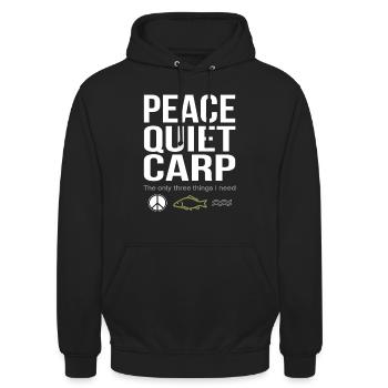 Frieden Ruhe Karpfen Angeln Spaß - Unisex Hoodie - Schwarz - Vorne - Alina (178cm) & Michal (187cm)