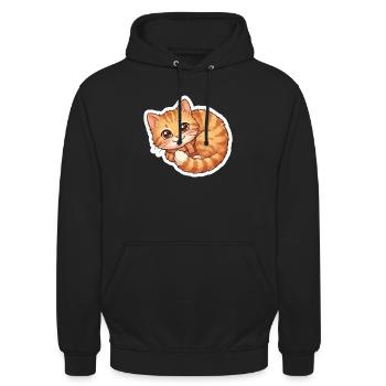 Écharpe douillette orange pour chat - Sweat-shirt à capuche unisexe - noir - Devant - Alina (178cm) & Michal (187cm)