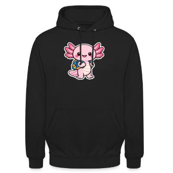 Kuscheliger axolotl - Unisex Hoodie - Schwarz - Vorne - Alina (178cm) & Michal (187cm)