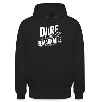Wage es, bemerkenswert zu sein - Unisex Hoodie - Schwarz - Vorne - Alina (178cm) & Michal (187cm)