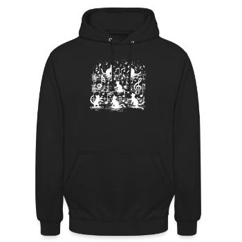 Chœur de chats fantaisiste sur l’équipe musicale Amoureux des chats Fun - Sweat-shirt à capuche unisexe - noir - Devant - Alina (178cm) & Michal (187cm)