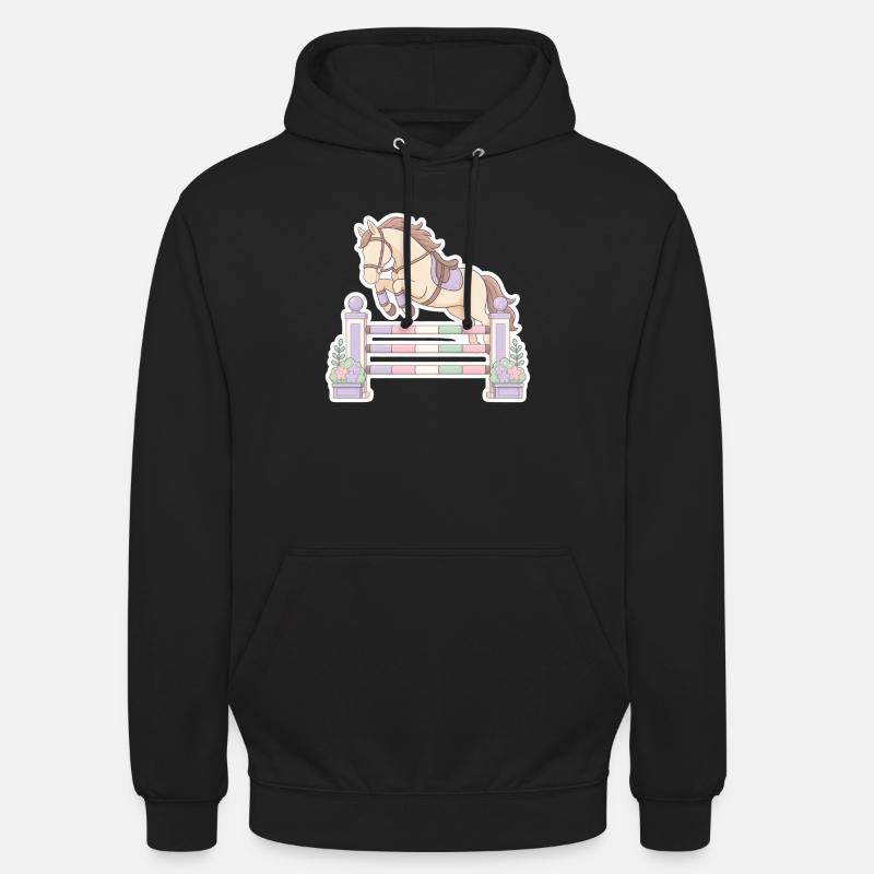 Obstacle au saut à cheval pastel - Sweat-shirt à capuche unisexe - noir