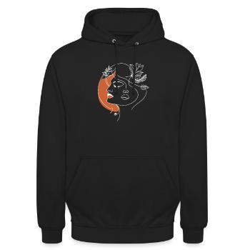Dessin Ligne Femme Visage - Sweat-shirt à capuche unisexe - noir - Devant - Alina (178cm) & Michal (187cm)