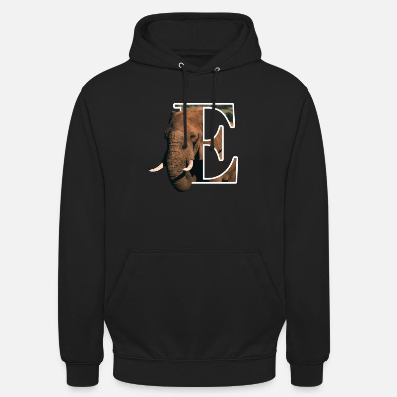 E Elephant alphabet animals - Unisex Hoodie - black