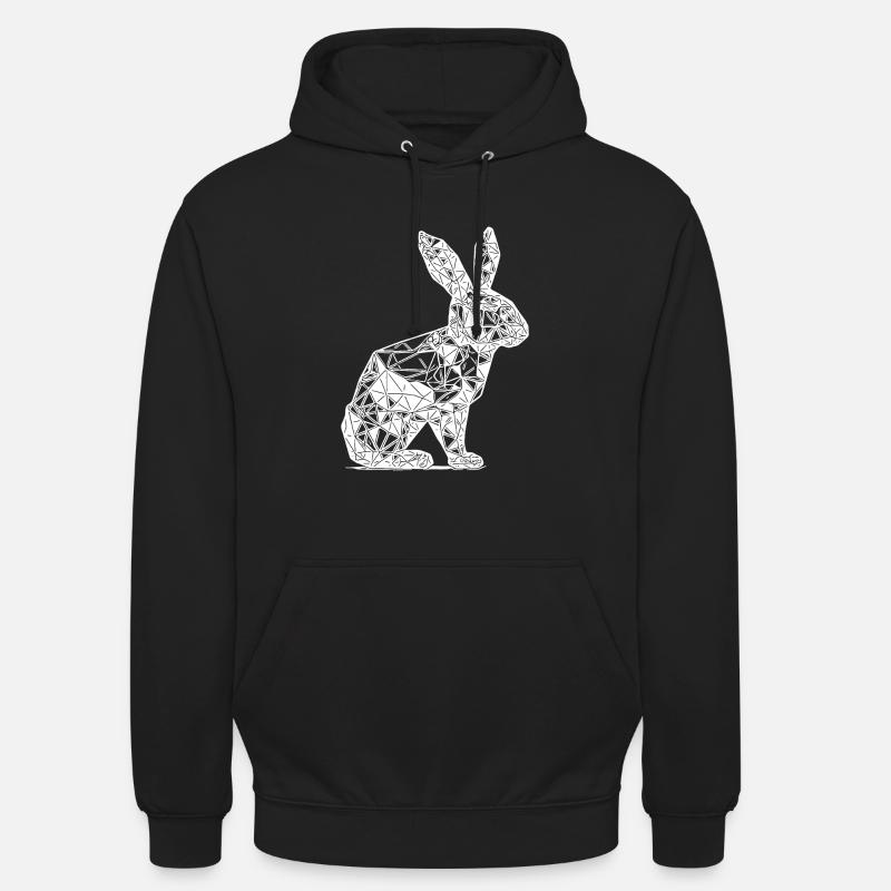 Geometric Lines Rabbit Rabbit Head - Unisex Hoodie - black
