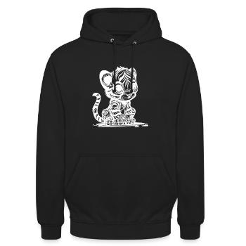 Kleiner Tiger mit süssem putzigem Streifenmuster - Unisex Hoodie - Schwarz - Vorne - Alina (178cm) & Michal (187cm)