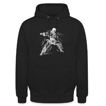 Karate Turnier Kampfgeist Meisterschaft Sieg - Unisex Hoodie - Schwarz - Vorne - Alina (178cm) & Michal (187cm)