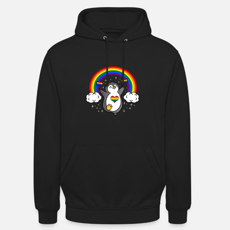 Pingouin avec drapeau LGBT - Sweat-shirt à capuche unisexe - noir