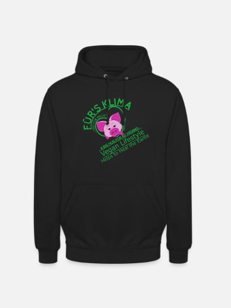 Klima männl.Schwein Vegan SabineVegan - Unisex Hoodie - Schwarz