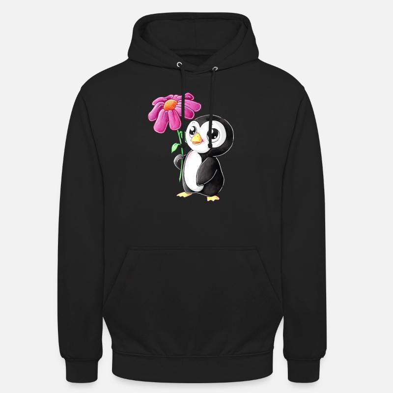 Pingouin de dessin animé mignon - Sweat-shirt à capuche unisexe - noir