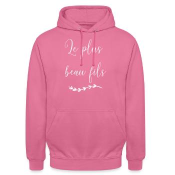 Le plus beau fils - Sweat-shirt à capuche unisexe - rose - Devant - Alina (178cm) & Michal (187cm)