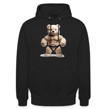 L’ours en peluche musclé - Sweat-shirt à capuche unisexe - noir - Devant - Alina (178cm) & Michal (187cm)