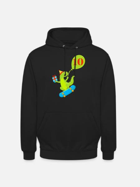 10th Anniversary Cute Dinosaur - Unisex Hoodie - black