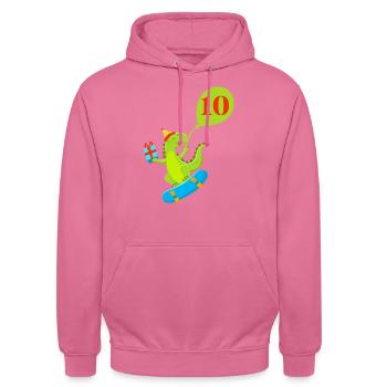 10th Anniversary Cute Dinosaur - Unisex Hoodie - pink - Front - Alina (178cm) & Michal (187cm)