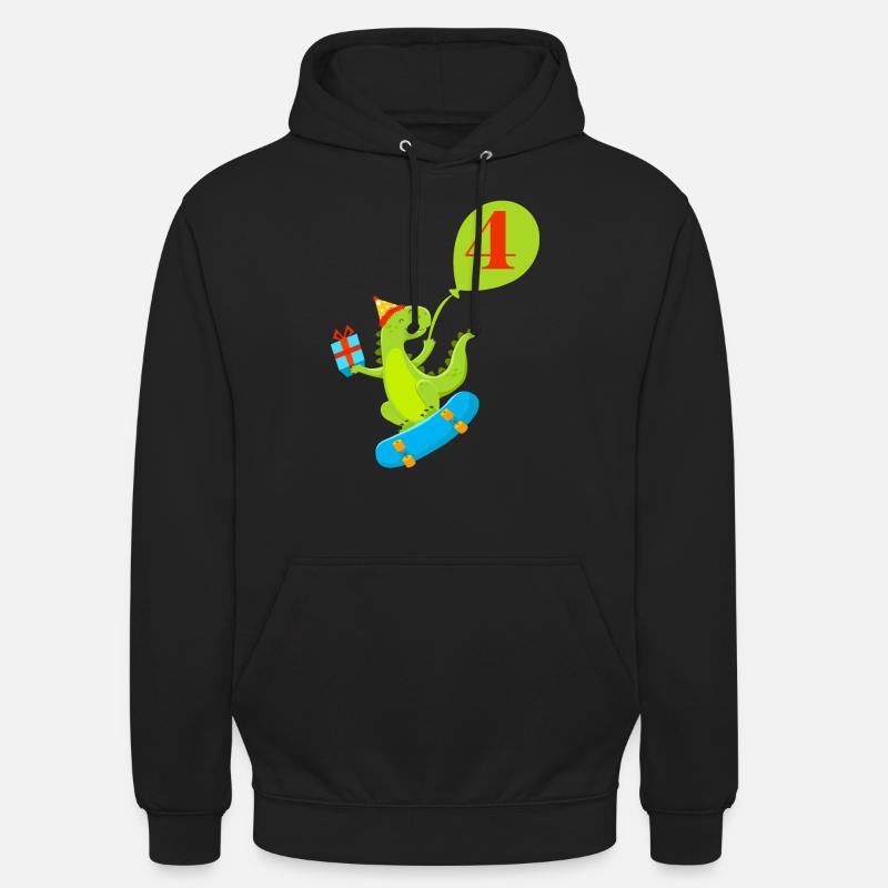 4e anniversaire dinosaure mignon - Sweat-shirt à capuche unisexe - noir