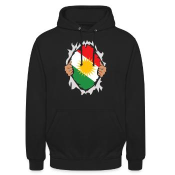 Kurdistan Flagge - Unisex Hoodie - Schwarz - Vorne - Alina (178cm) & Michal (187cm)