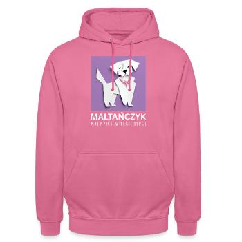 Maltais – Petit chien au grand cœur - Sweat-shirt à capuche unisexe - rose - Devant - Alina (178cm) & Michal (187cm)