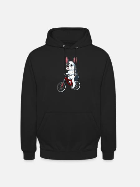 French Bulldog on a Bicycle - Unisex Hoodie - black