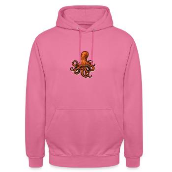 Octopus Octopoda Tintenfisch Polyp Calamari Meer Geschenk - Unisex Hoodie - Pink - Vorne - Alina (178cm) & Michal (187cm)