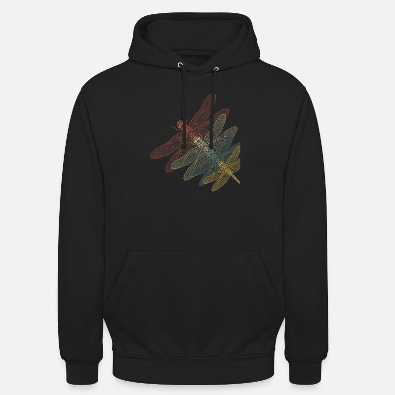 Libellule rétro - Sweat-shirt à capuche unisexe - noir