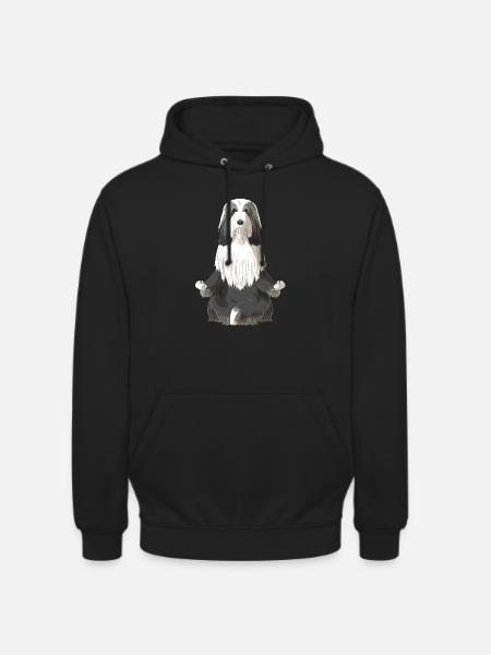 Bearded Collie Dog meditate - Unisex Hoodie - black