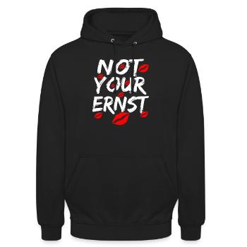 PAS VOTRE SÉRIEUX! Denglisch Pas votre Ernst drôle! - Sweat-shirt à capuche unisexe - noir - Devant - Alina (178cm) & Michal (187cm)