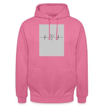 Herzschlag mit Herz - Unisex Hoodie - Pink - Vorne - Alina (178cm) & Michal (187cm)