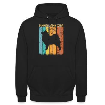 Chien de Laponie finlandaise - Sweat-shirt à capuche unisexe - noir - Devant - Alina (178cm) & Michal (187cm)