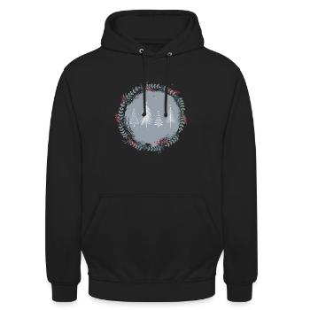 Verschneite Tannen - Unisex Hoodie - Schwarz - Vorne - Alina (178cm) & Michal (187cm)